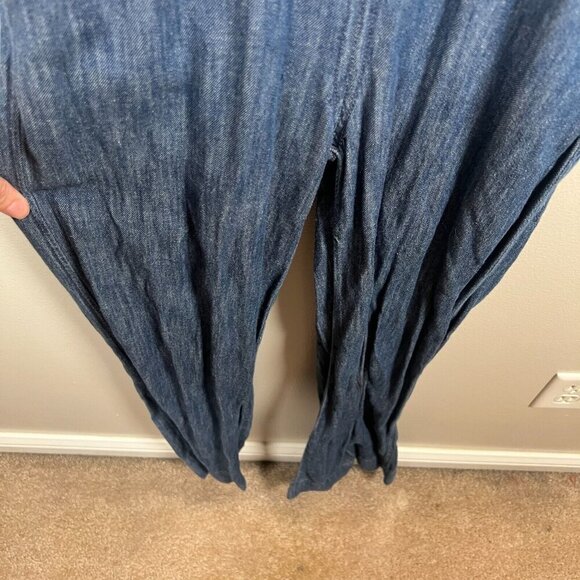 Madewell Coveral Jumpsuit Size XS Linen Blend Zip Front Wide Leg Blue - Picture 8 of 13